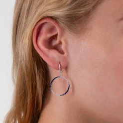 20MM Sapphire & Diamond Circle Earrings 14K Outlet