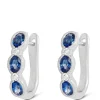 16MM Sapphire & Diamond Hoop Earrings 14K Hot