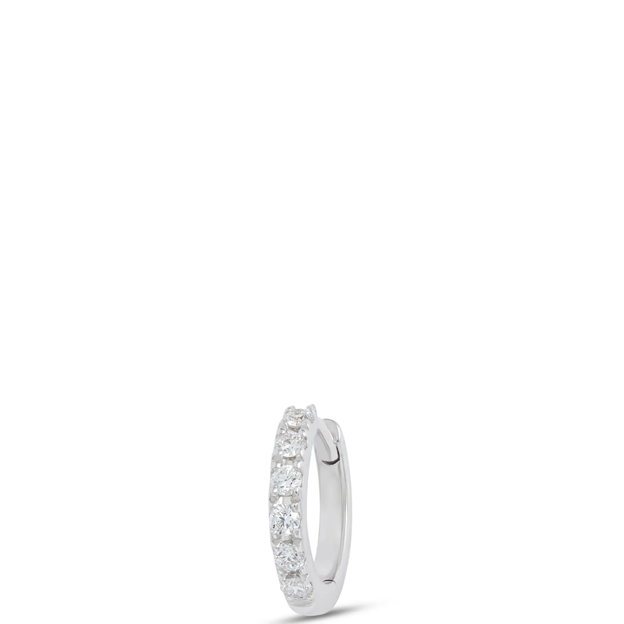 9MM Single Diamond Hoop Earring, 14K White Gold Hot