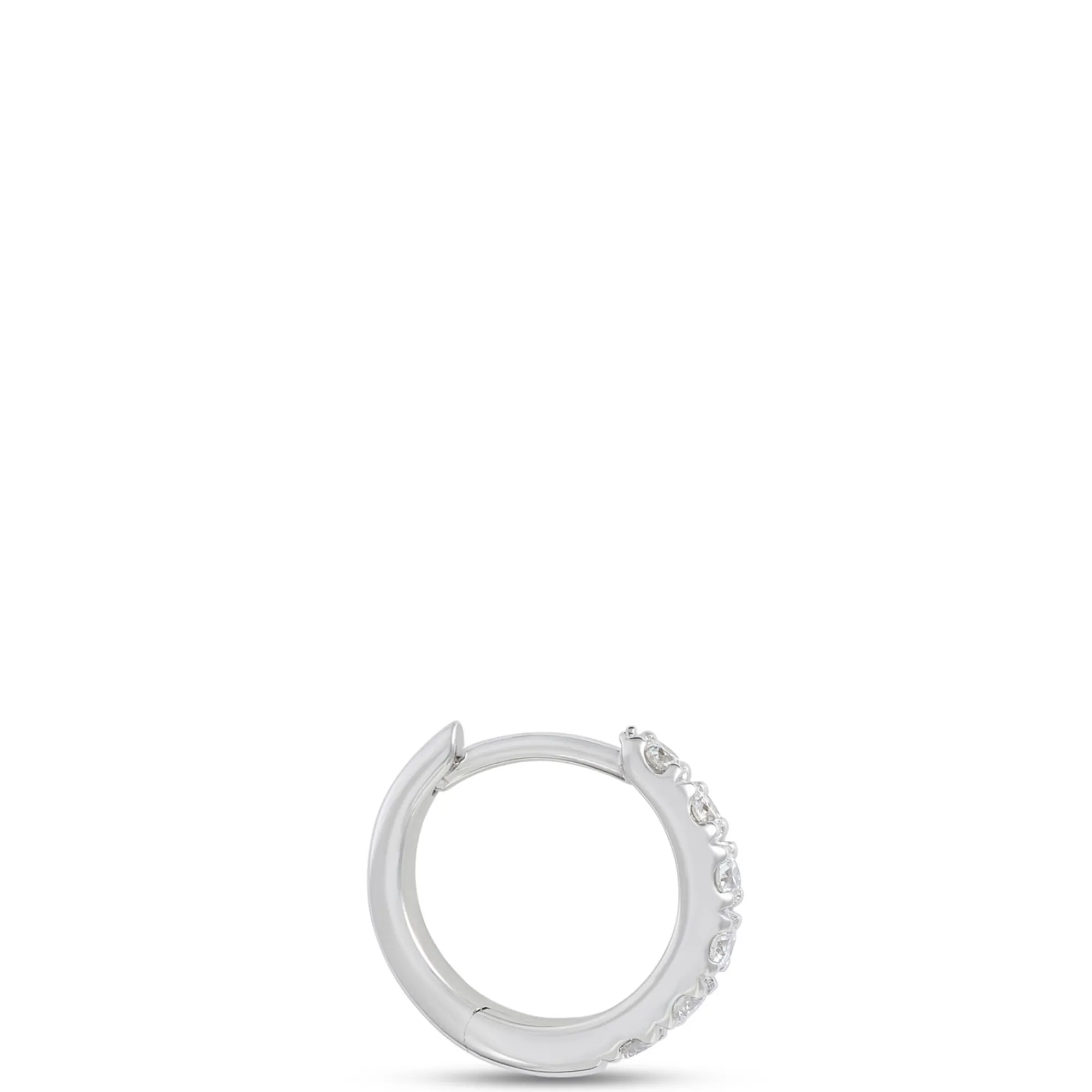 9MM Single Diamond Hoop Earring, 14K White Gold Hot