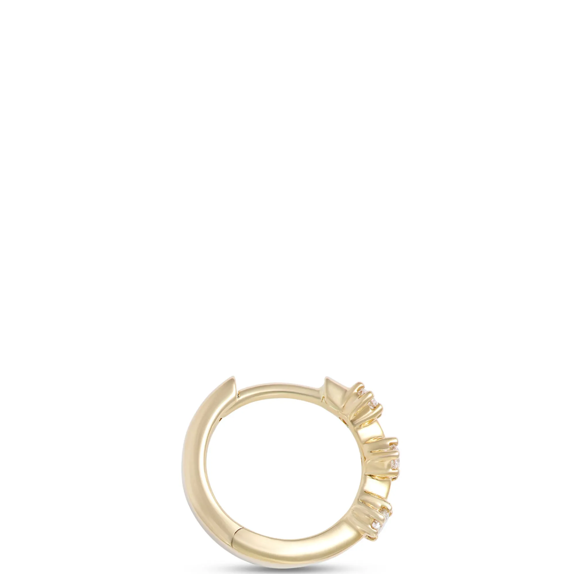 10MM Single Diamond Hoop Earring, 14K Yellow Gold Discount