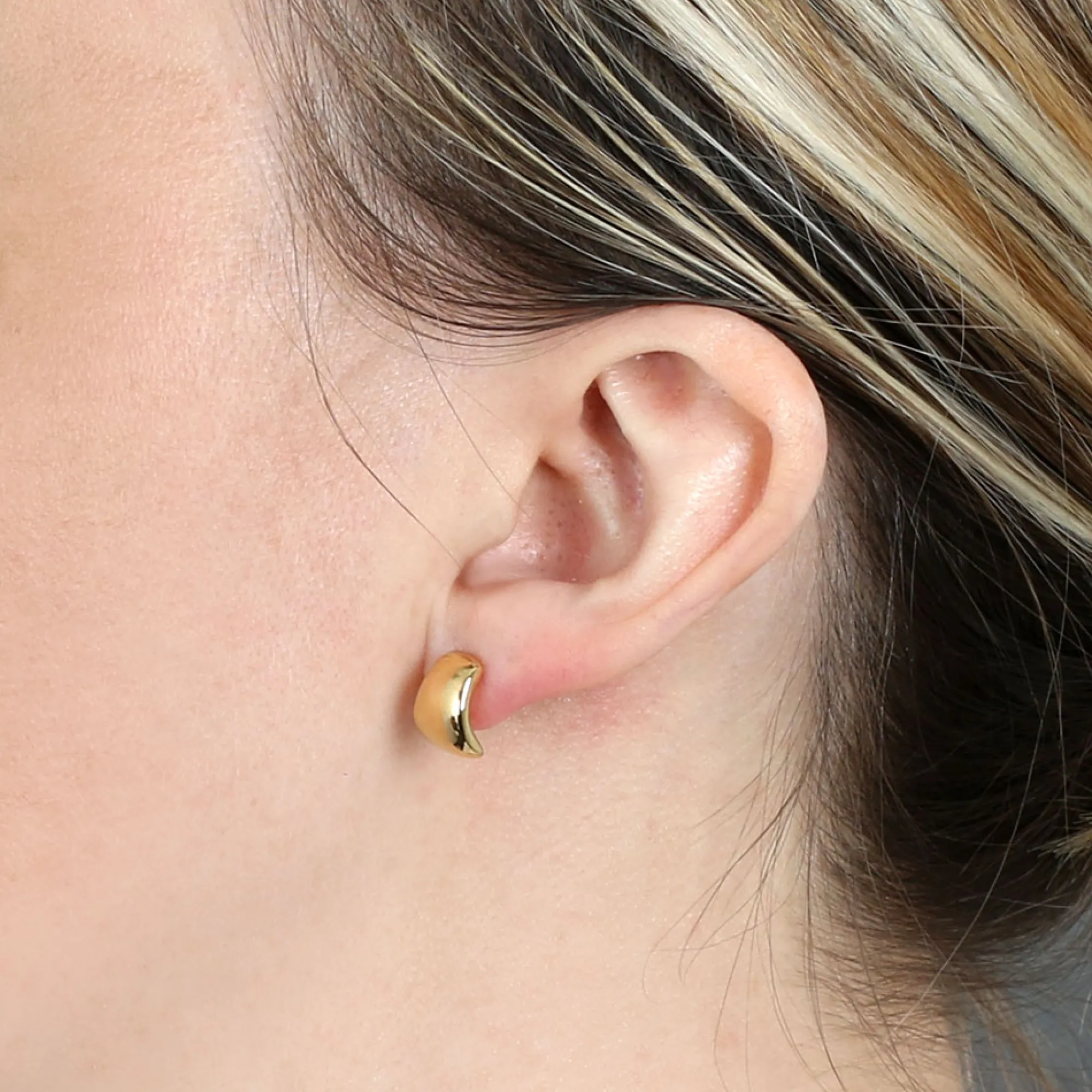 10MM Small Half Wrap Hoop Earrings 14K New