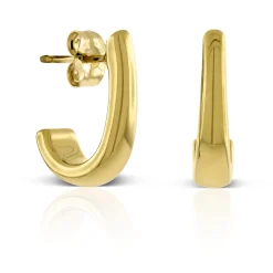 15MM Small "J" Hoop Earrings 14K Sale