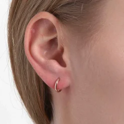 12MM Smooth Huggie Hoop Earrings, 14K Rose Gold Discount