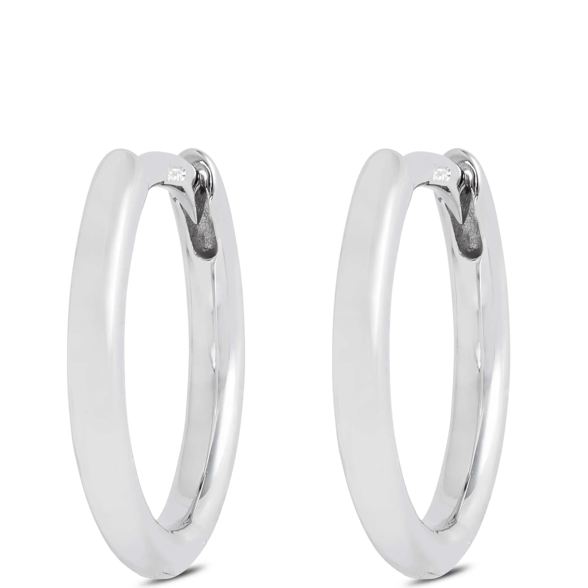 12MM Smooth Huggie Hoop Earrings, 14K White Gold Discount