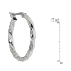 18MM Twisted Hoop Earrings, 14K White Gold Outlet