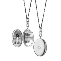 Monica Rich Kosann Infinity White Sapphire Locket, Sterling Silver Outlet