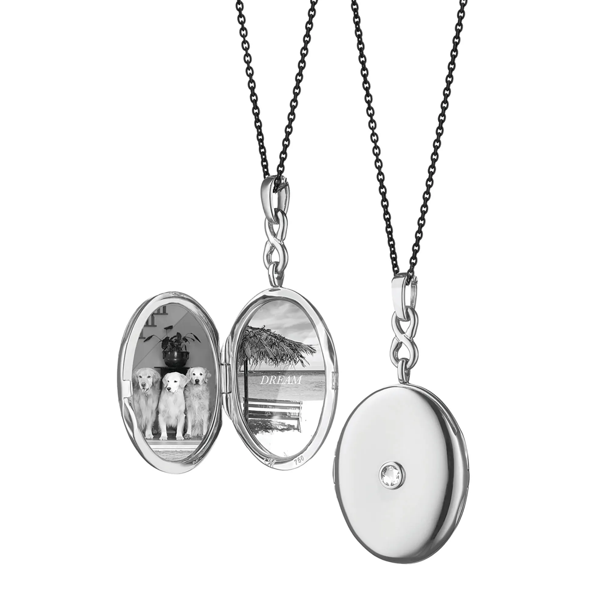 Monica Rich Kosann Infinity White Sapphire Locket, Sterling Silver Outlet