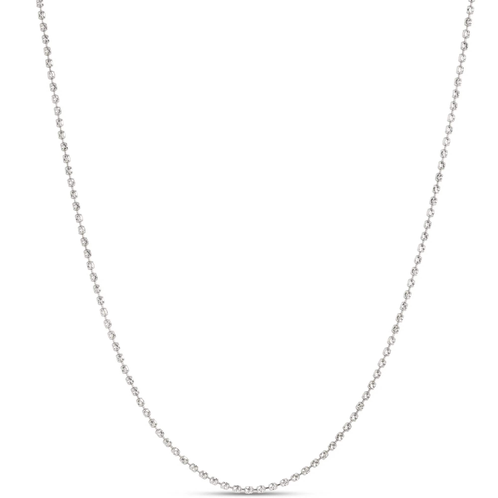 Mooncut Bead Necklace, 14K White Gold