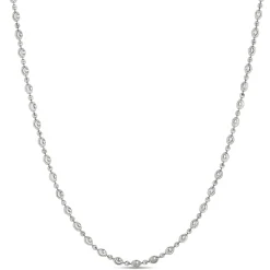 Moon Cut Oval Bead Necklace, 14K White Gold Hot