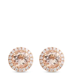 Morganite and Diamond Studs, 14K Rose Gold Online