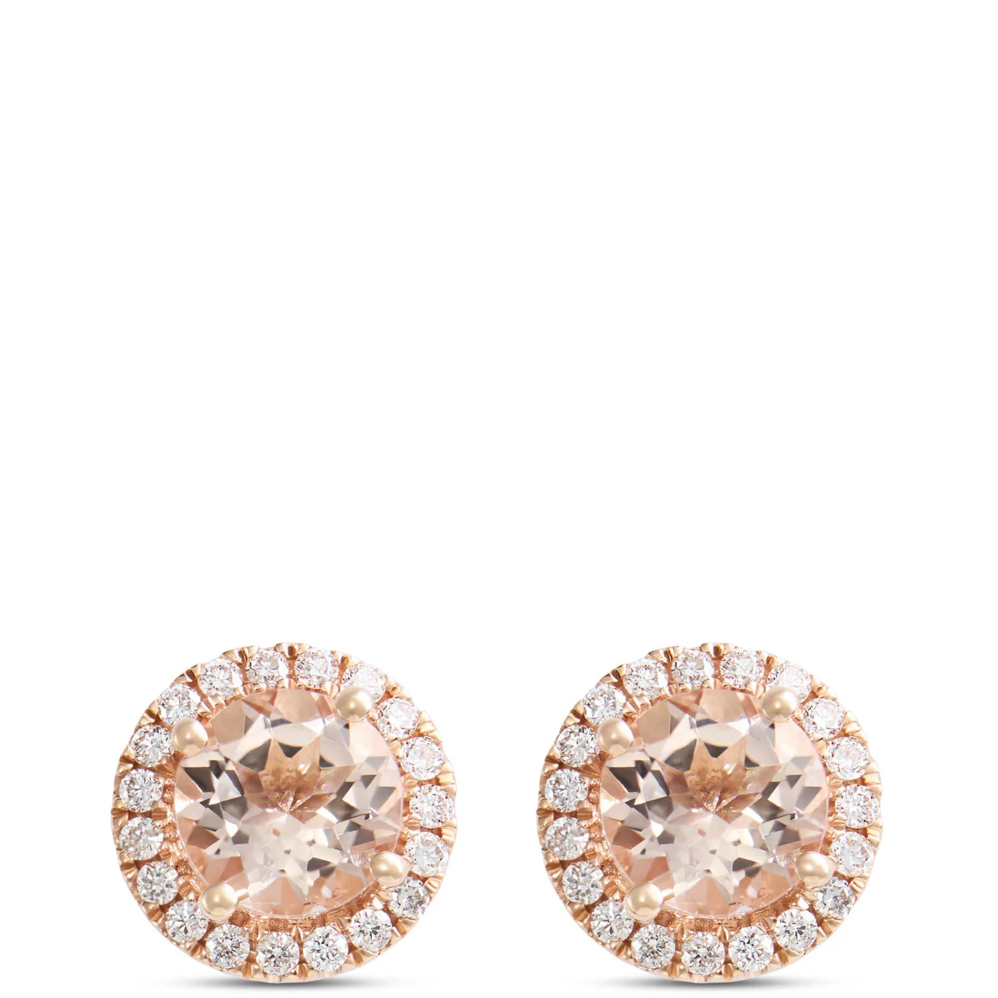 Morganite and Diamond Studs, 14K Rose Gold Online