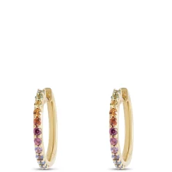 Multicolored Sapphire Hoops, 14K White Gold Discount
