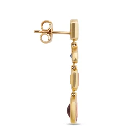 Multicolor Gemstone Drop Earrings, 14K Yellow Gold Hot