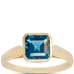 Octagon Blue Topaz Ring, 14K Yellow Gold Best