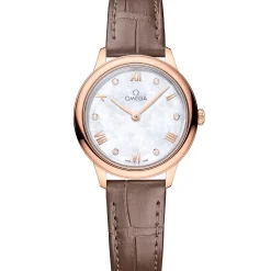 Omega De Ville Prestige Sedna™ Gold Leather Strap White Dial Watch, 27.5mm Hot