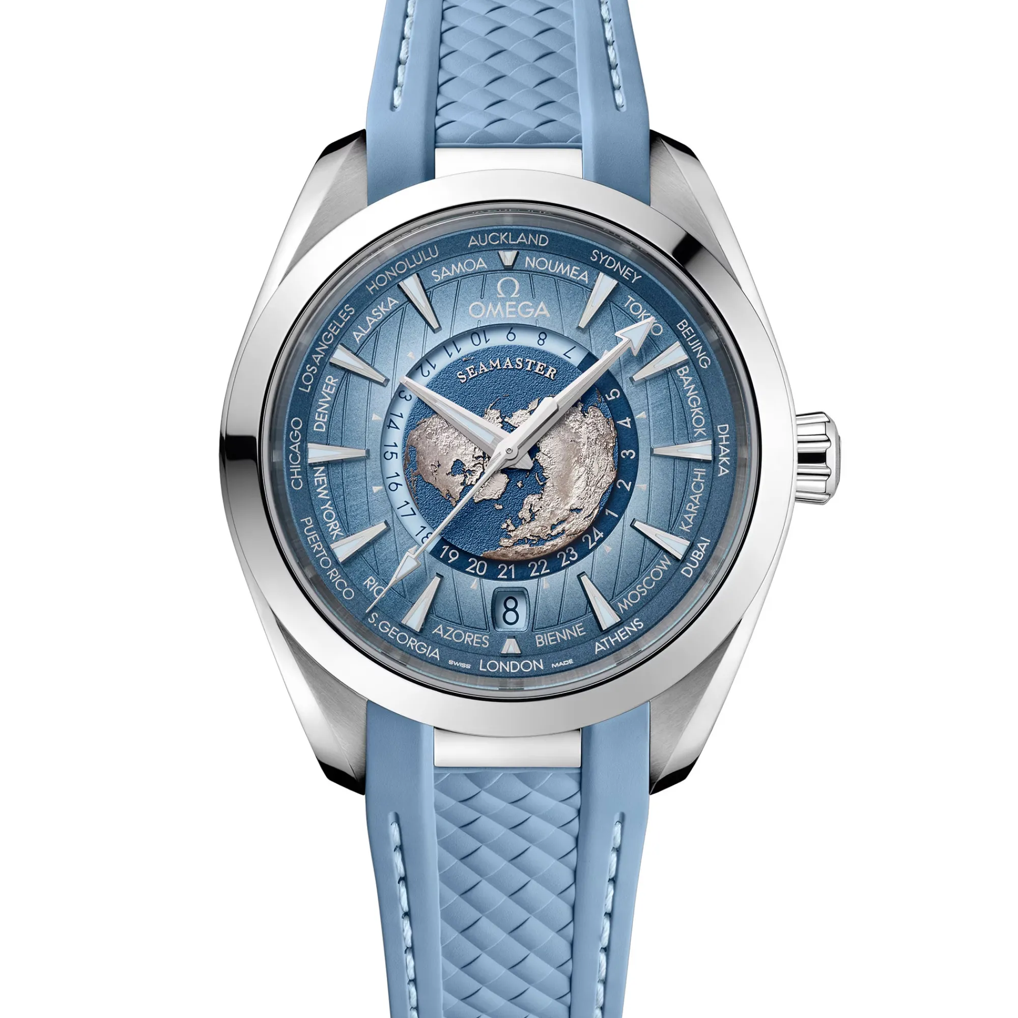Omega Seamaster Aqua Terra 150M Steel on Rubber Strap Blue Dial Watch, 43mm