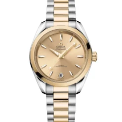 Omega Seamaster Aqua Terra Shades Steel ‑ Moonshine™ Gold on Steel ‑ Moonshine™ Gold Strap Gold Dial Watch, 34mm Sale