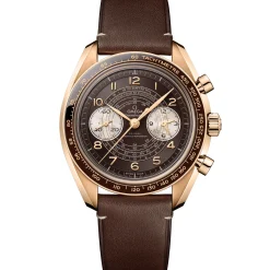 Omega Speedmaster Chronoscope Bronze Gold on Leather Strap Brown Dial Watch, 43mm Hot