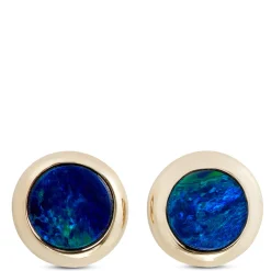 Opal Doublet Bezel Set Earrings 14K Hot