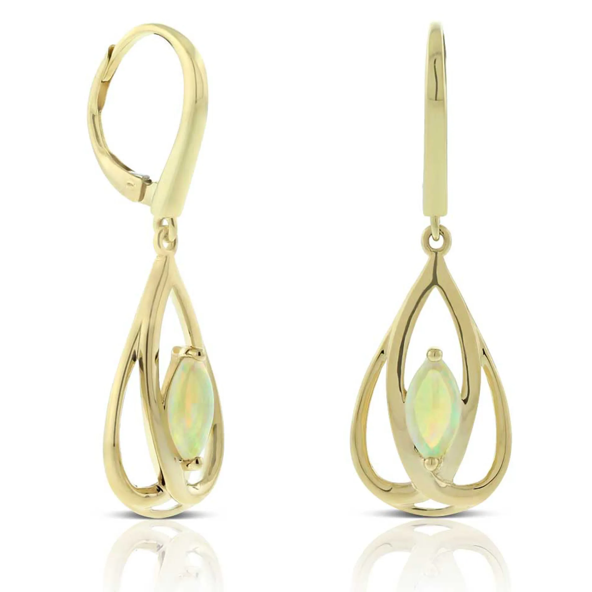 Opal Open Pear Drop Earrings 14K Online