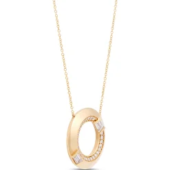 Open Center Circle Pendant with Diamonds, 1 Carat, 14K Yellow Gold Outlet