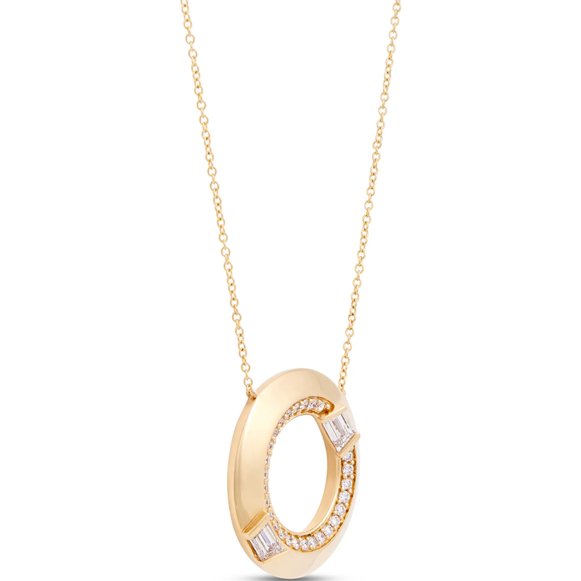 Open Center Circle Pendant with Diamonds, 1 Carat, 14K Yellow Gold Outlet