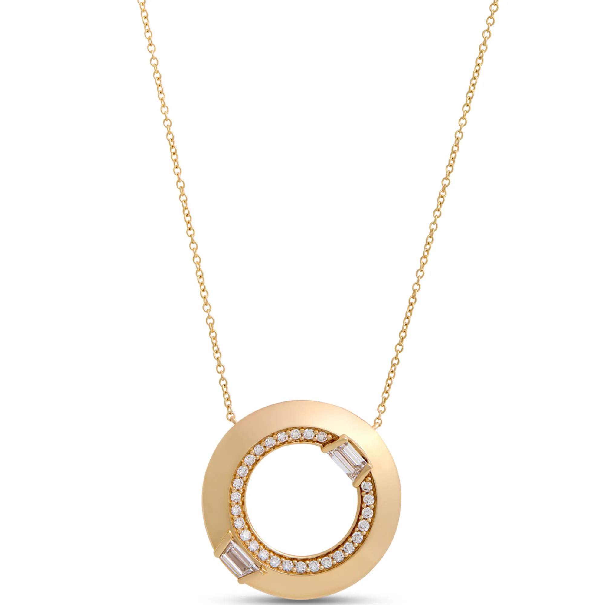 Open Center Circle Pendant with Diamonds, 1 Carat, 14K Yellow Gold Outlet