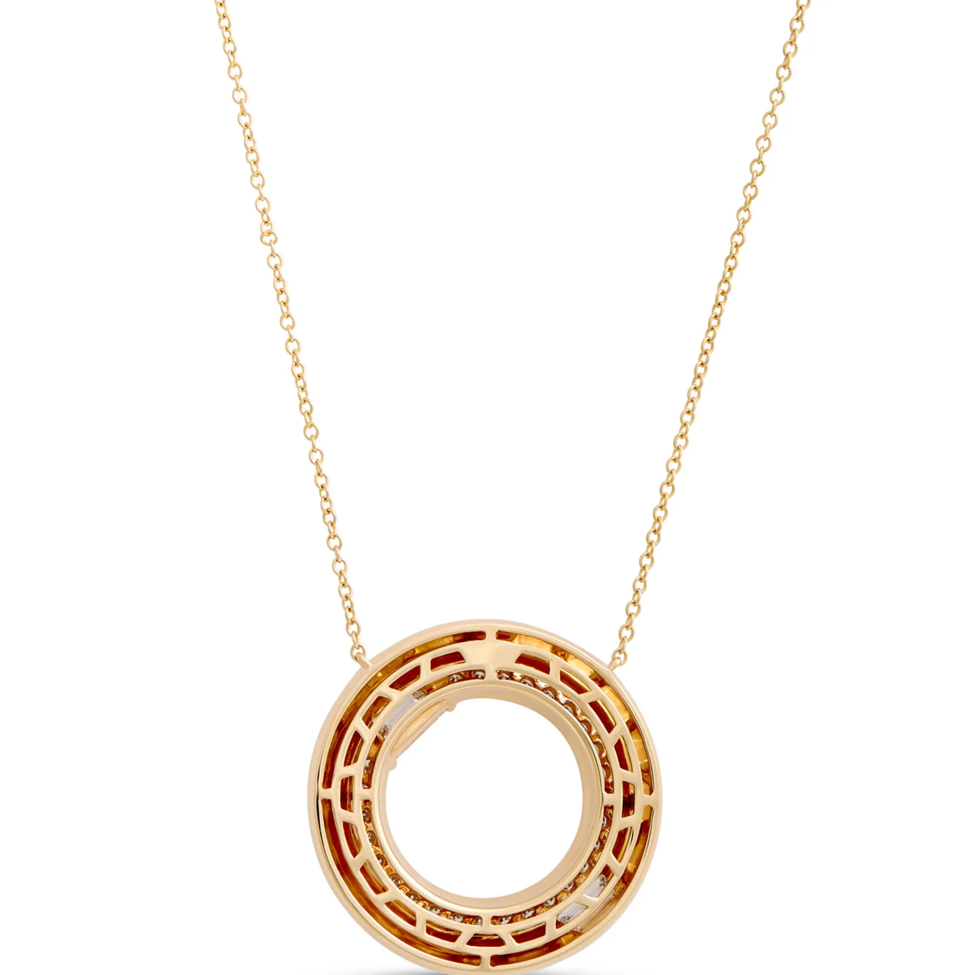 Open Center Circle Pendant with Diamonds, 1 Carat, 14K Yellow Gold Outlet