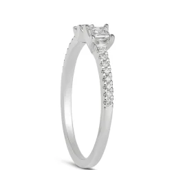 Open Center Princess and Round Diamond Ring, 14K White Gold Outlet