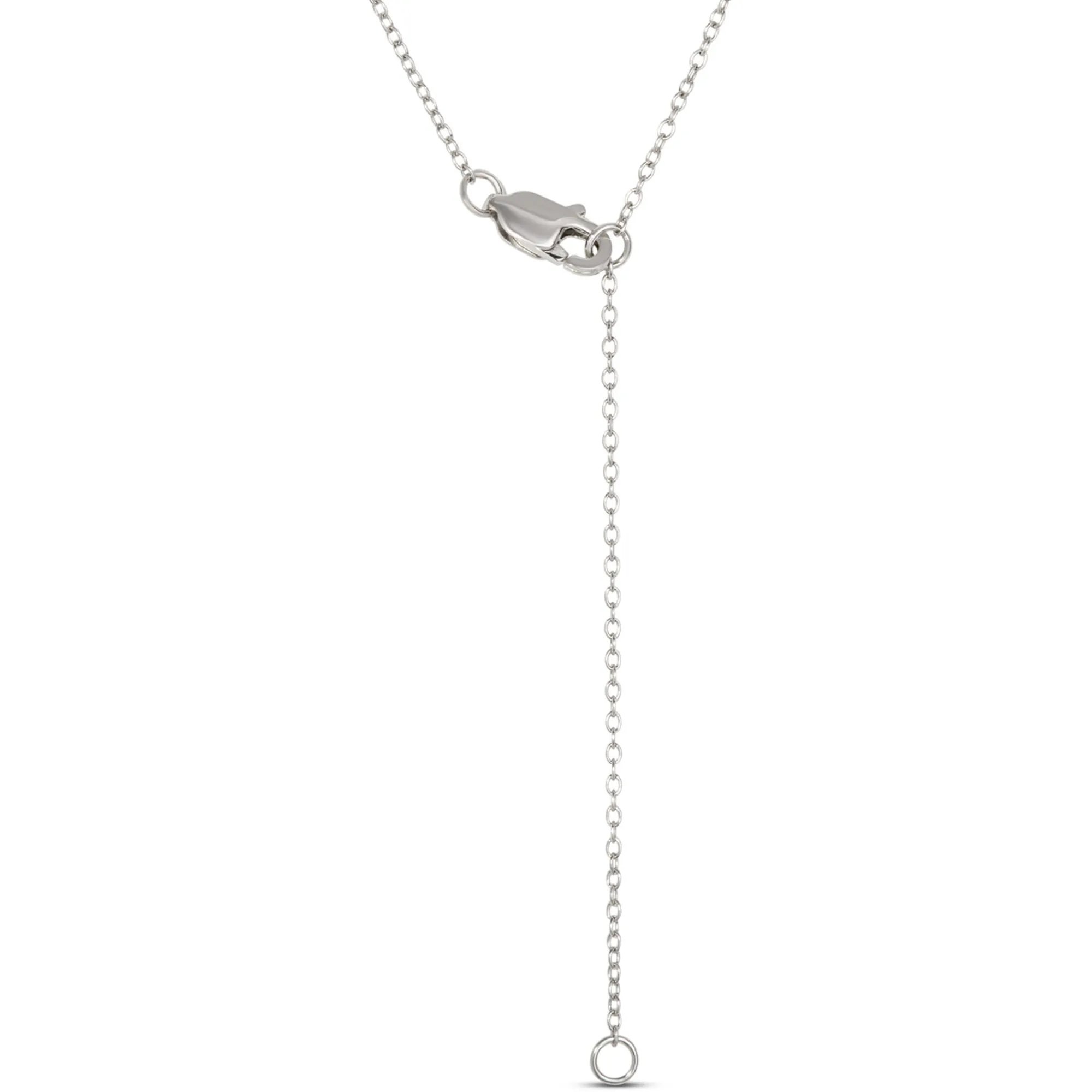 Open Circle Pendant with Emerald Cut and Round Diamonds, 2 Total Carat Weight, 14K White Gold New