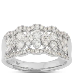 Openwork Scalloped Diamond Ring 14K New