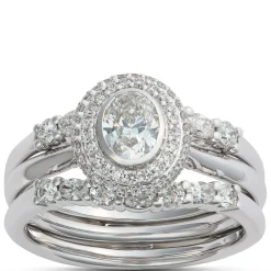Oval and Round Diamond Ring Enhancer in 14K White Gold Discount