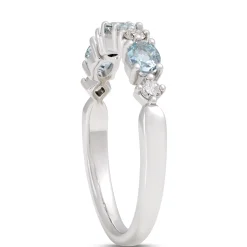 Oval Aquamarine and Round Diamond Ring, 14K White Gold Sale