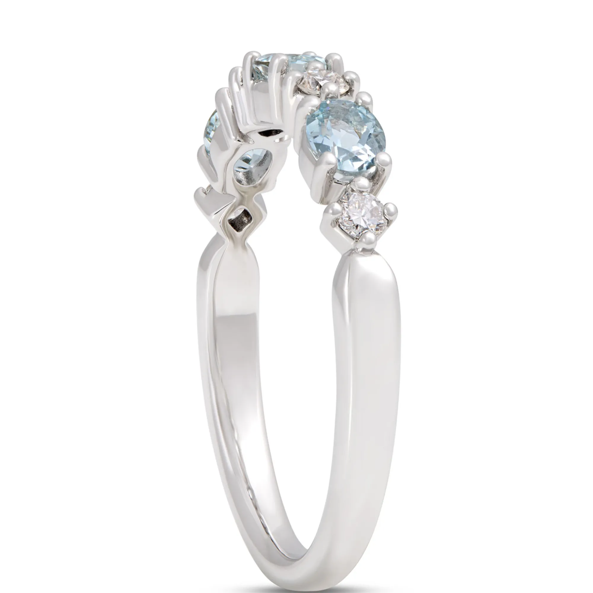 Oval Aquamarine and Round Diamond Ring, 14K White Gold Sale