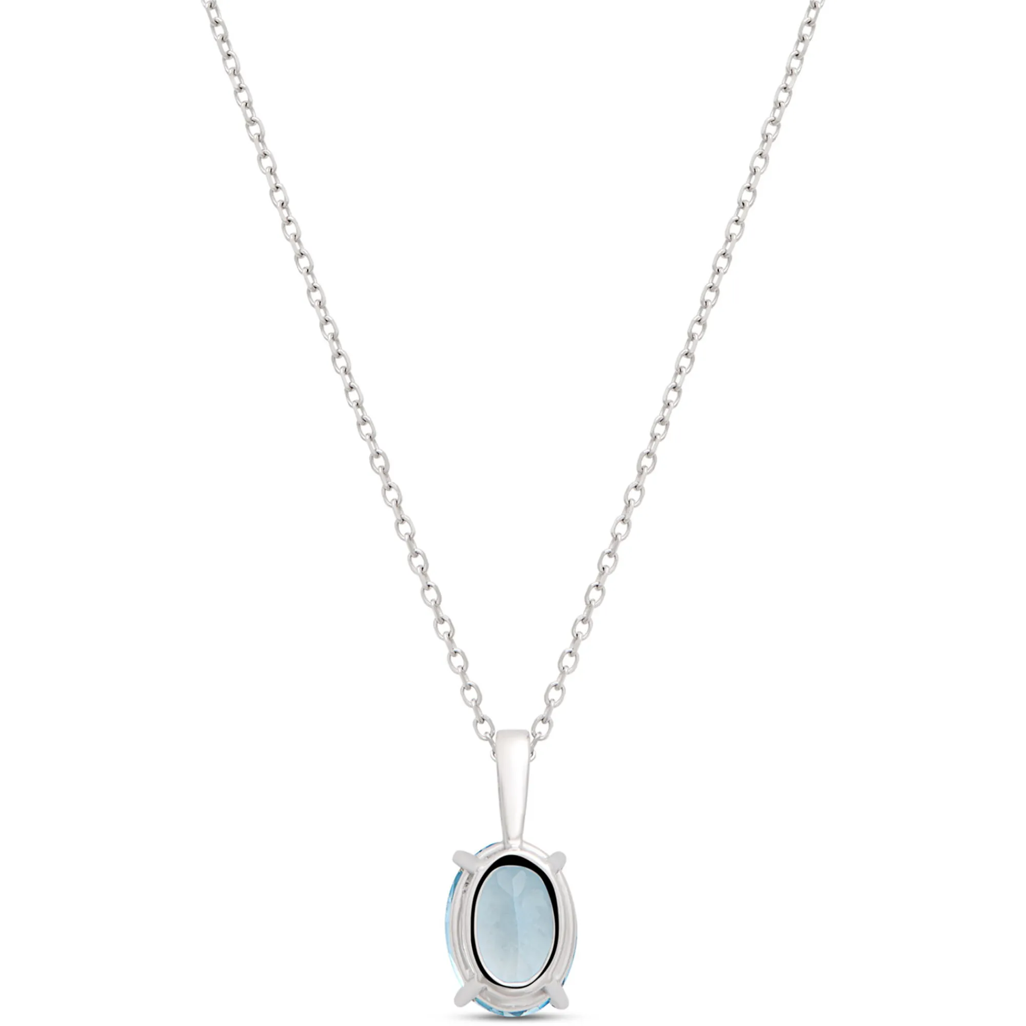 Oval Aquamarine Pendant, 14K White Gold Hot