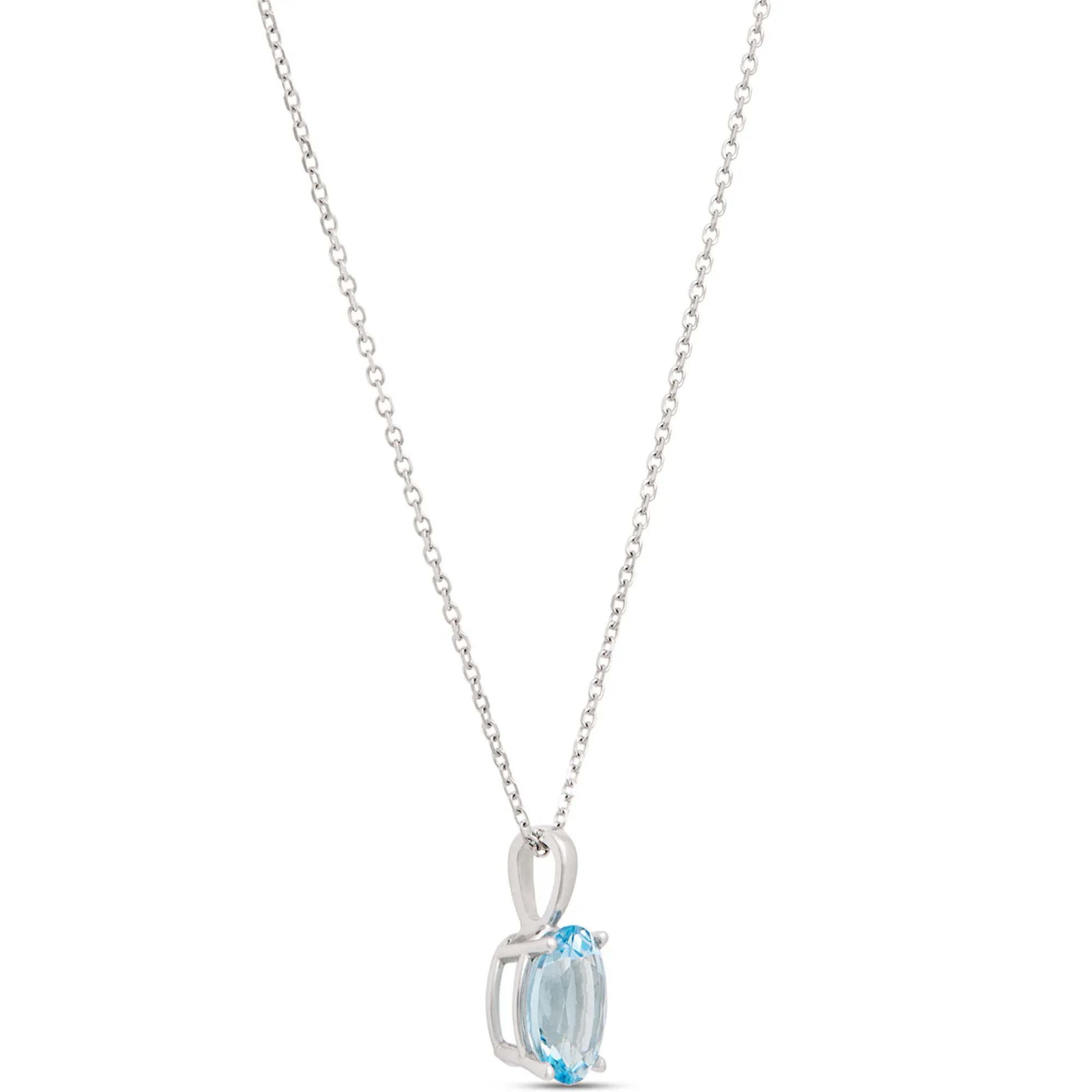 Oval Aquamarine Pendant, 14K White Gold Hot