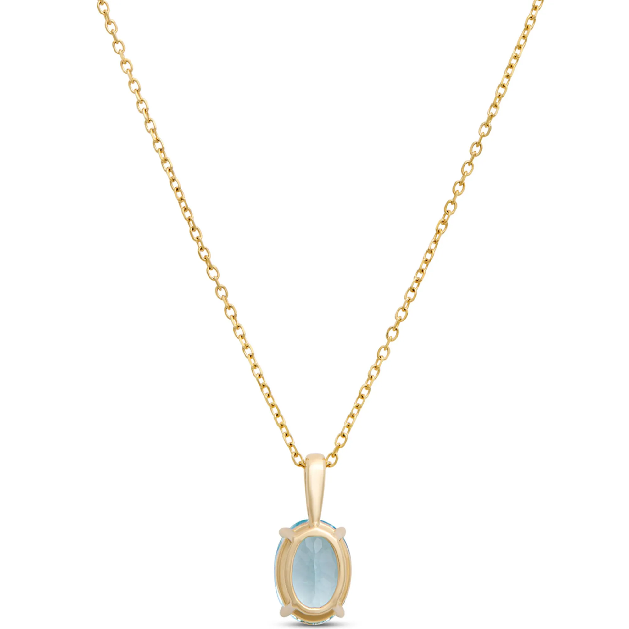 Oval Aquamarine Pendant Necklace, 14K Yellow Gold Outlet