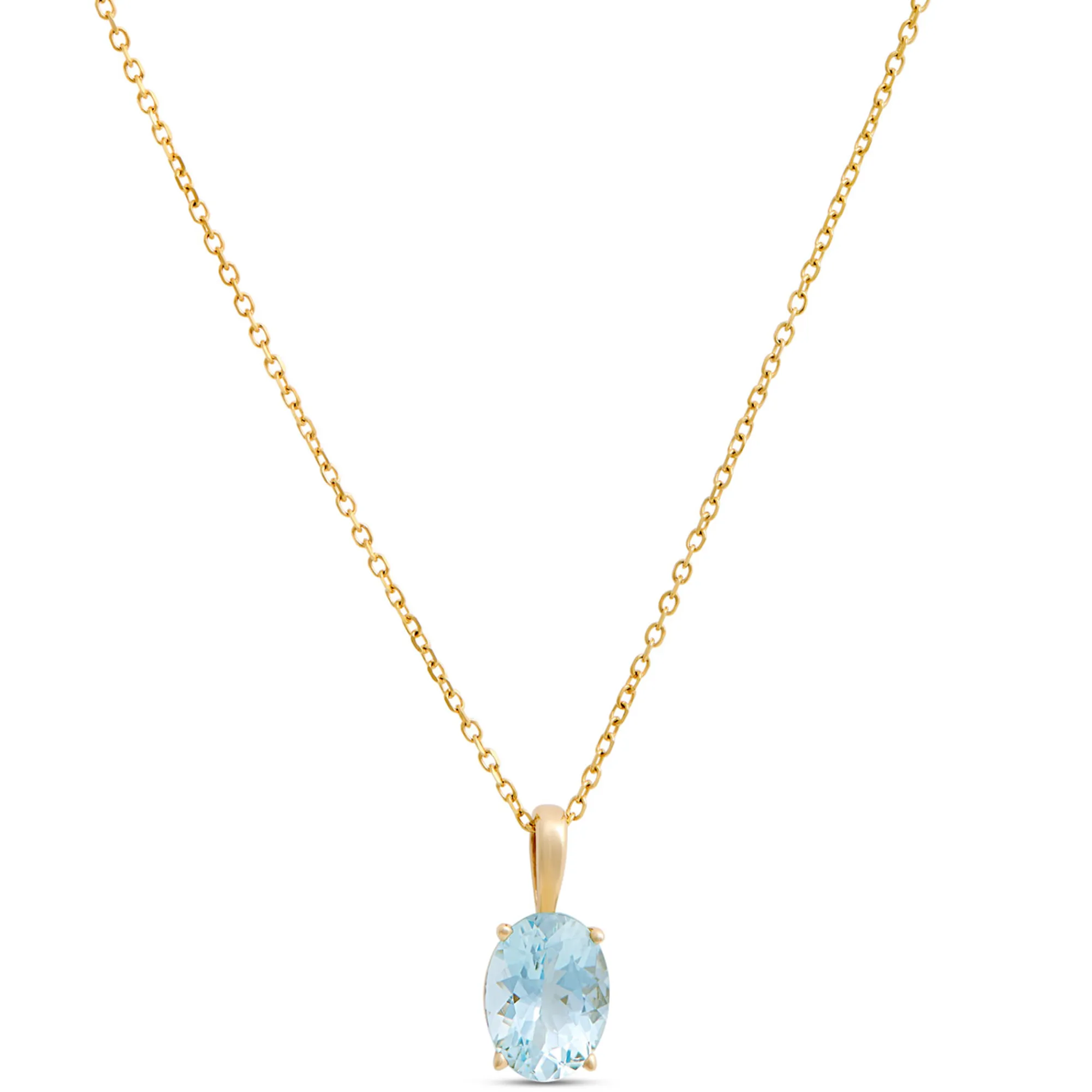 Oval Aquamarine Pendant Necklace, 14K Yellow Gold Outlet