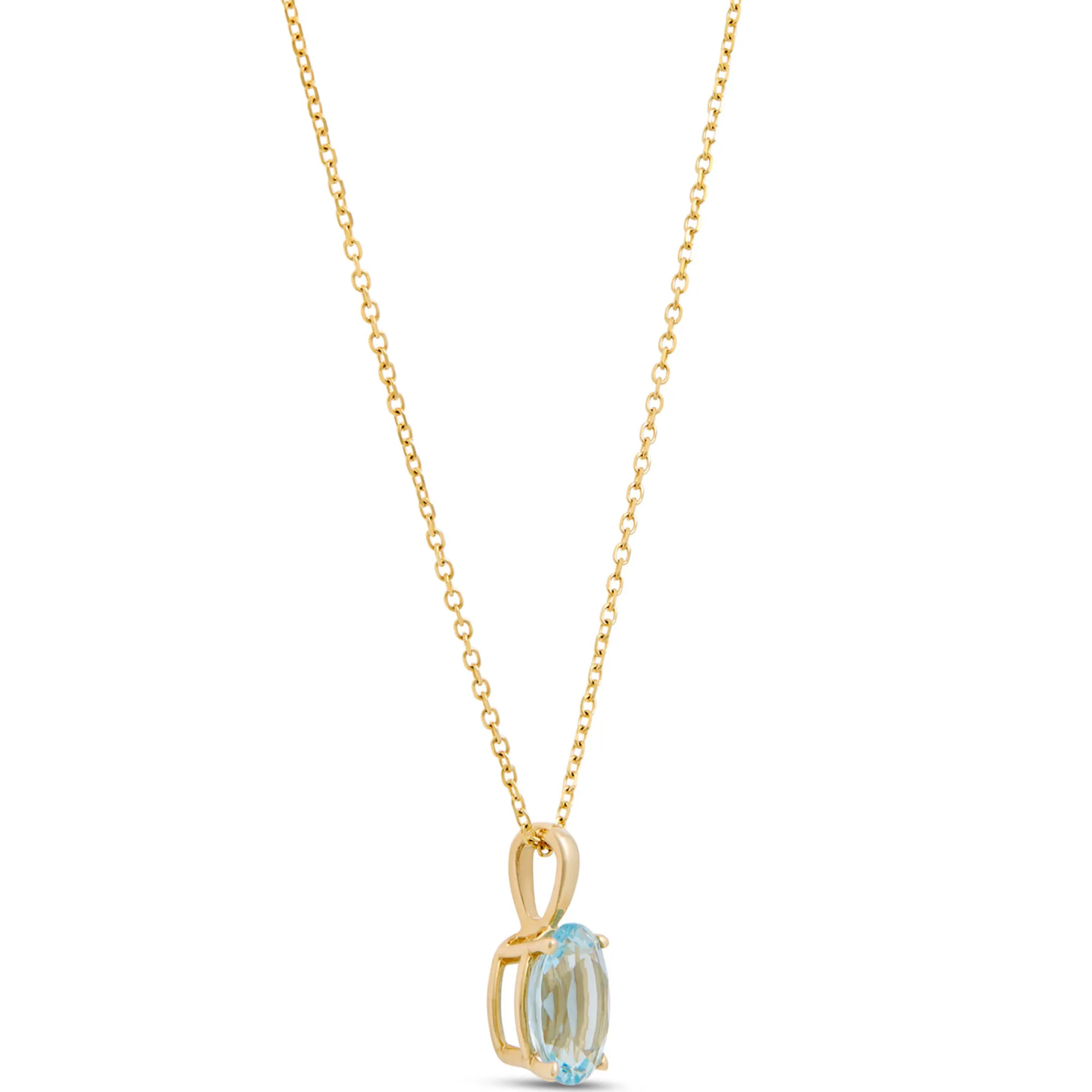 Oval Aquamarine Pendant Necklace, 14K Yellow Gold Outlet