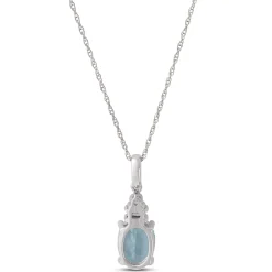 Oval Aquamarine Pendant Necklace, 14K White Gold Clearance