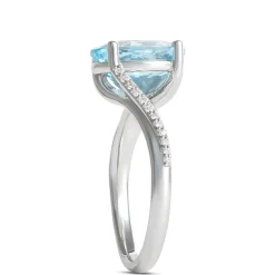 Oval Aquamarine Swirl Ring, 14K White Gold Sale