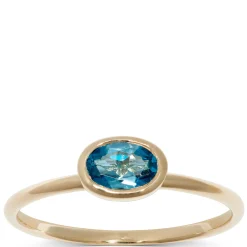 Oval Bezel Set Blue Topaz Ring, 14K Sale
