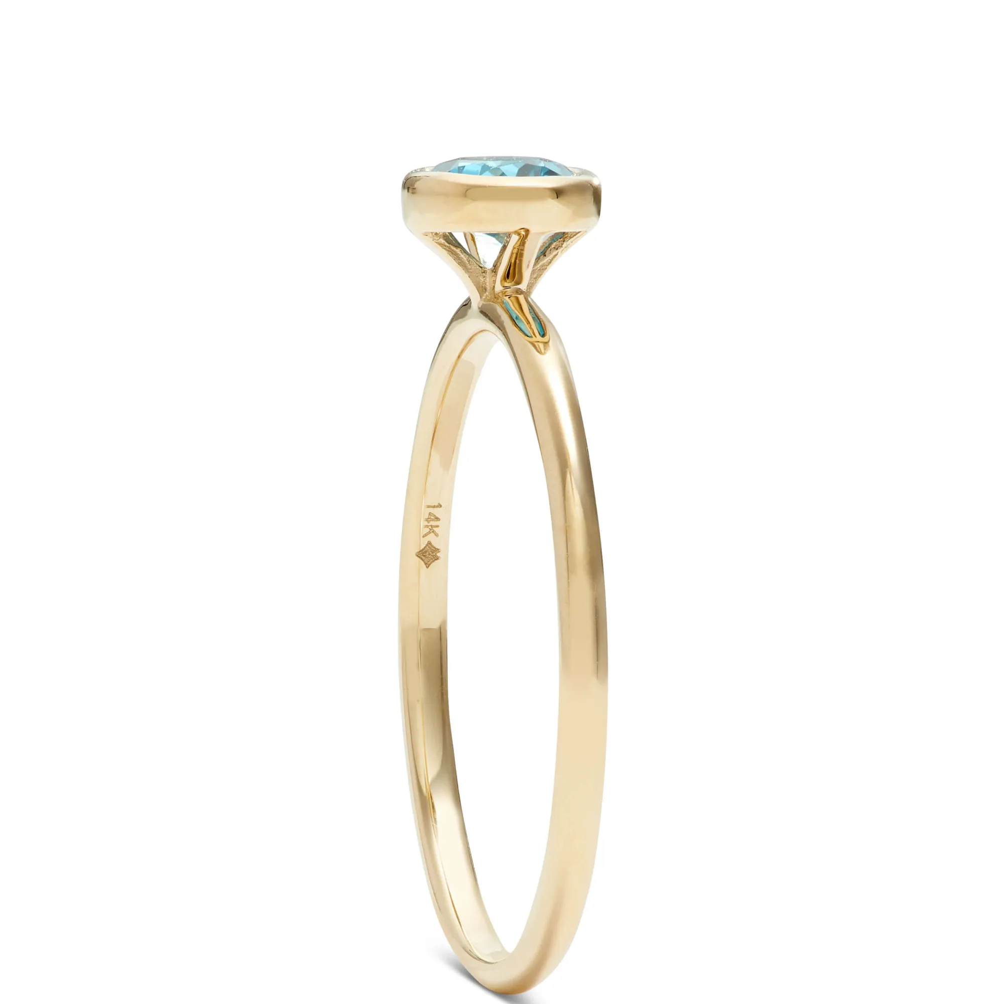 Oval Bezel Set Blue Topaz Ring, 14K Sale