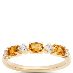 Oval Citrine and Round Diamond Ring, 14K Yellow Gold Clearance