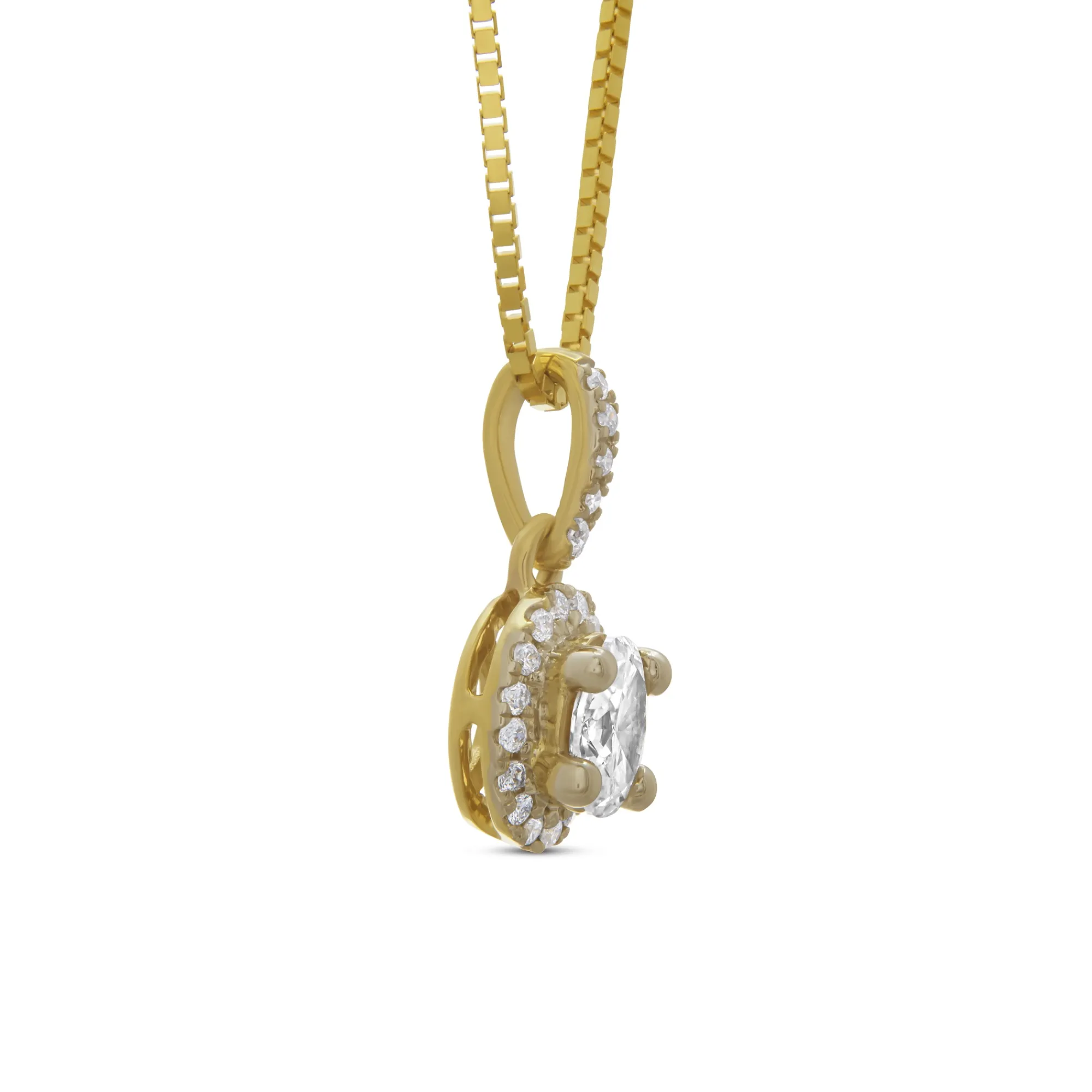 Oval Cluster Diamond Pendant, 14K Yellow Gold Clearance