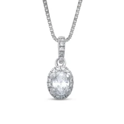 Oval Cluster Diamond Pendant, 14K White Gold Discount