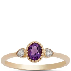 Oval Cut Amethyst and Diamond Ring, 14K Yellow Gold Online