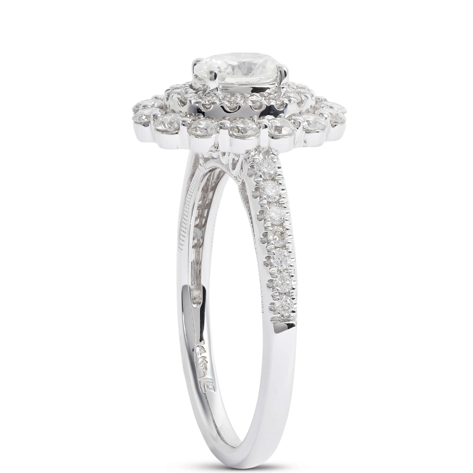 Oval Cut Halo Diamond Ring, 14K White Gold Online