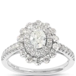 Oval Cut Halo Diamond Ring, 14K White Gold Online